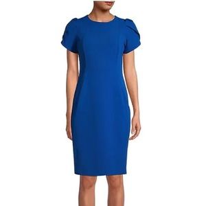 Calvin Klein Pleated-Sleeve Sheath Dress